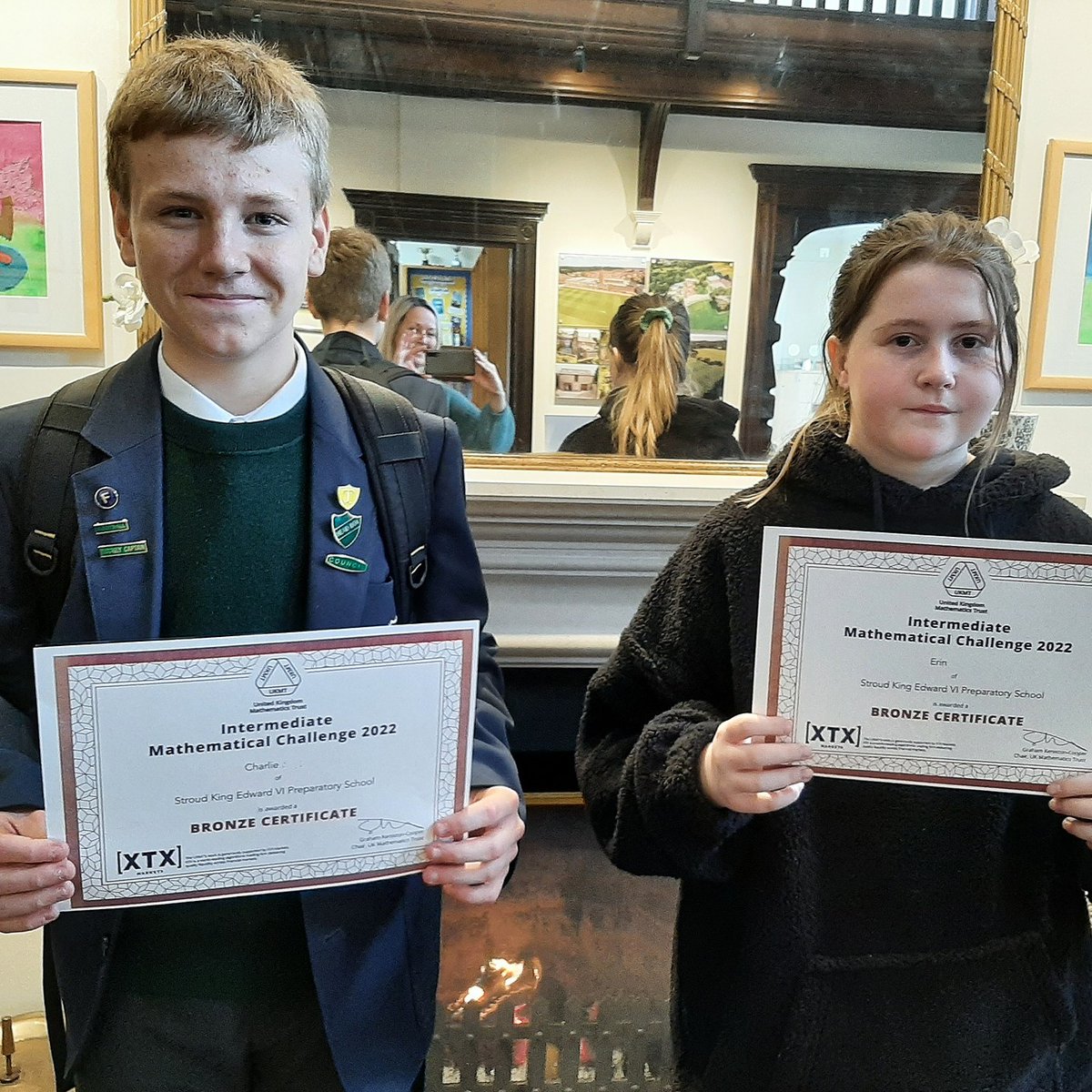KESPreparatory's tweet photo. Congratulations to both Erin and Charlie on their notable achievement in the UKMT Intermediate Mathematical Challenge. Both students received an admirable Bronze Award, in this incredibly difficult challenge aimed at pupils in Year 11 and below. #StroudMaths #ForeverUndaunted https://t.co/EX8uzbVA1p