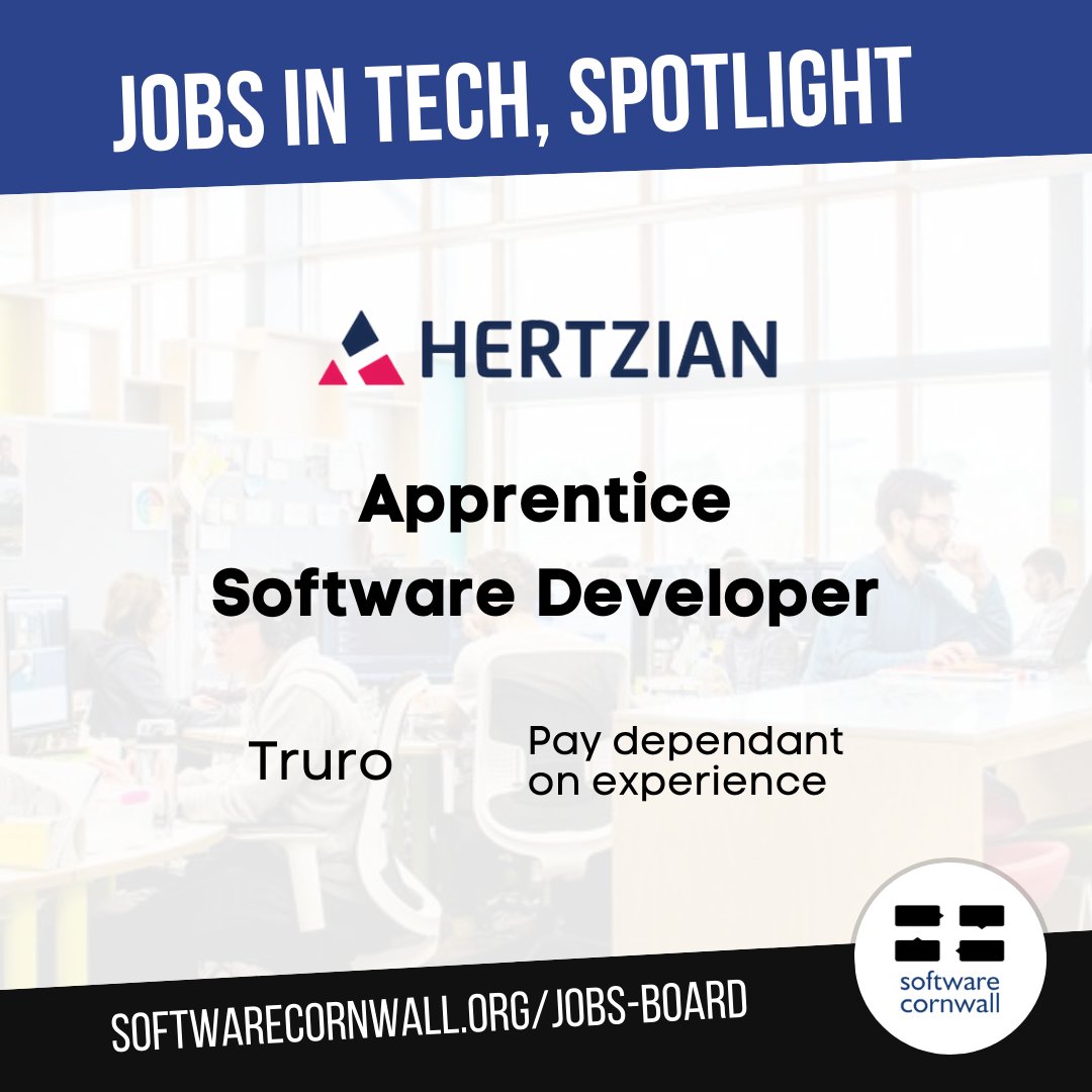 Leading Cornish AI Company <a href="/HertzianLtd/">Hertzian</a> are looking for a new Software Developer apprentice!

You'll get to grips with the tools they create, work alongside innovative AI and work with customers to contribute to their long-term strategies.

ow.ly/wH0J50Jiy64