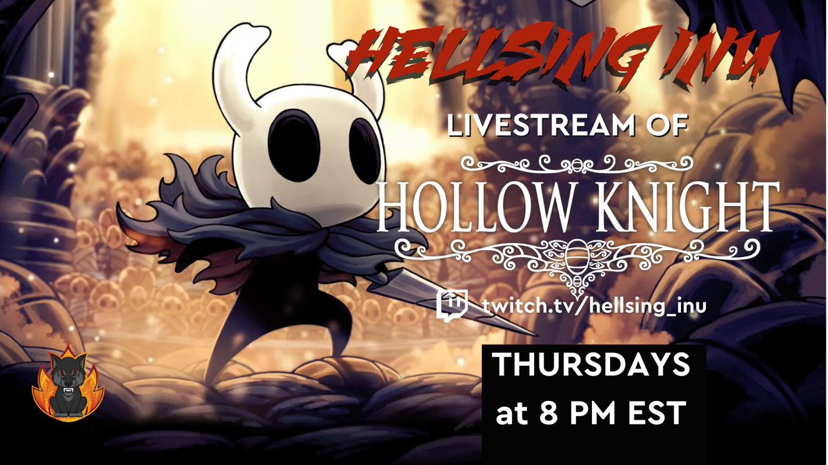 HellsingInu's tweet photo. DONT MISS IT!!

TONIGHT AT 8PM EST we will be #livestreaming 
HOLLOW KNIGHT on @HellsingInu's Twitch!

Explore ancient cities and dark caverns with us as we battle tainted creatures. 

https://t.co/L8fCtOIgLw https://t.co/MTQZngvIVt