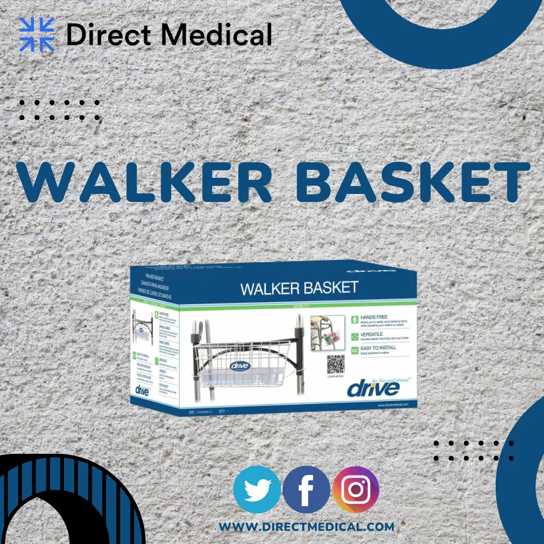 Shop Walker Basket, Aluminum, Plastic Insert Included!
Wire Drive basket holds a variety of items, from groceries to reading material. Basket frees hands to operate the walker and maintain stability. 
#WalkerBasket #MedicalWalkerBasket #DriveMedicalWalkerBasket #WalkerBaskets
