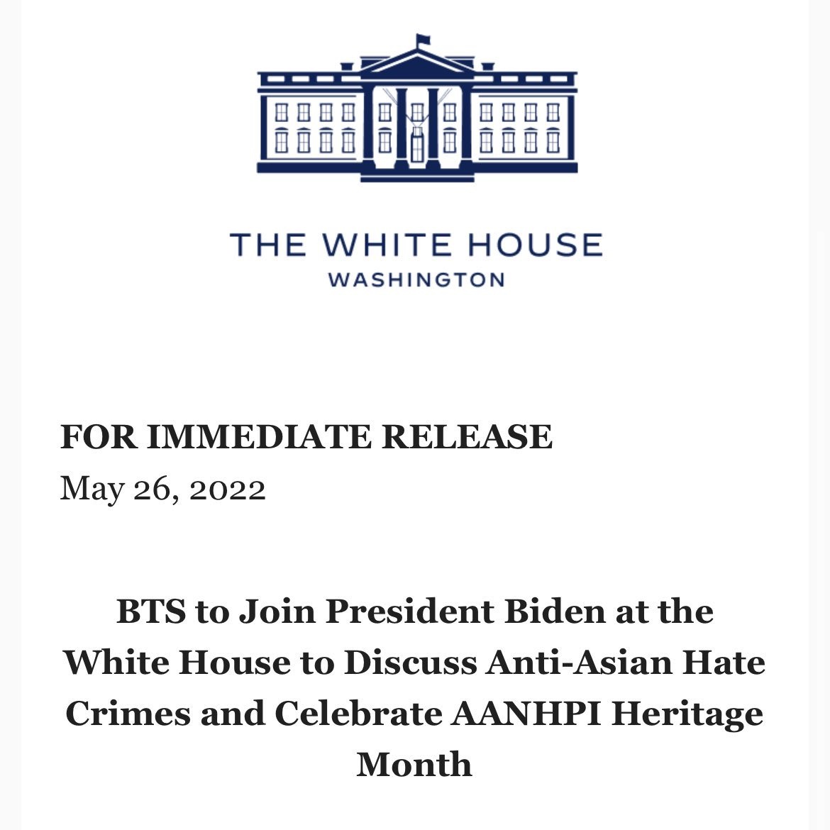 Bangtan ile o kadar çok gurur duyuyorumki anlatamam size...

BTS IN THE WHITE HOUSE
BTS PAVED THE WAY
SO PROUD OF YOU BTS 
#BTSatTheWhiteHouse