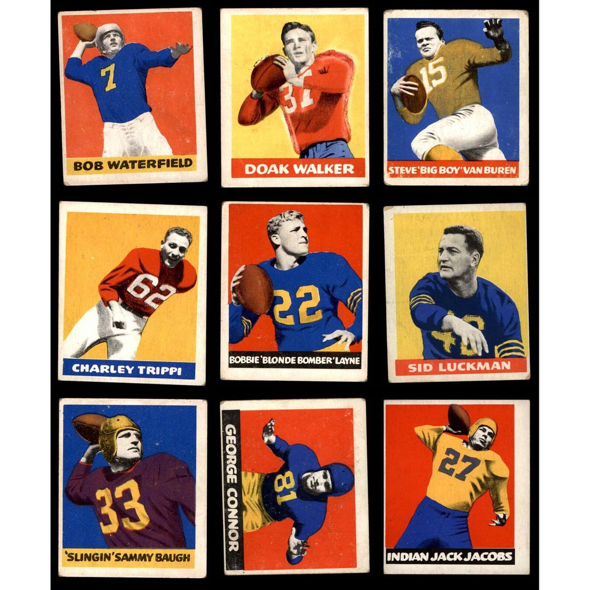 RepackedWax's tweet photo. Serious question here. Do you have a grandparent or know anyone who tried the gum from vintage Leaf cards like #1948Leaf football, and how was the taste compared to Topps gum? I'm not talking trying it years after the fact, but what did it actually taste like back in the day? https://t.co/MJBKHjj6hJ