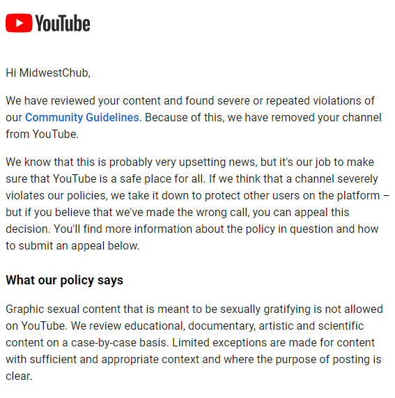 This is... disappointing and out of left field. I received no warning, no heads up. None of my videos<a href="/tag/balloon"class="tags"><span>#balloon</span></a><a href="/tag/inflation"class="tags"><span>#inflation</span></a>