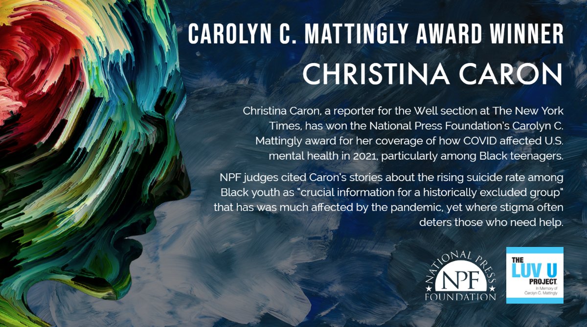 TheLuvuProject's tweet photo. Announcing the Winner of the Mattingly Award for Mental Health Reporting - https://t.co/H79ng0nTWO https://t.co/No2GToHJML