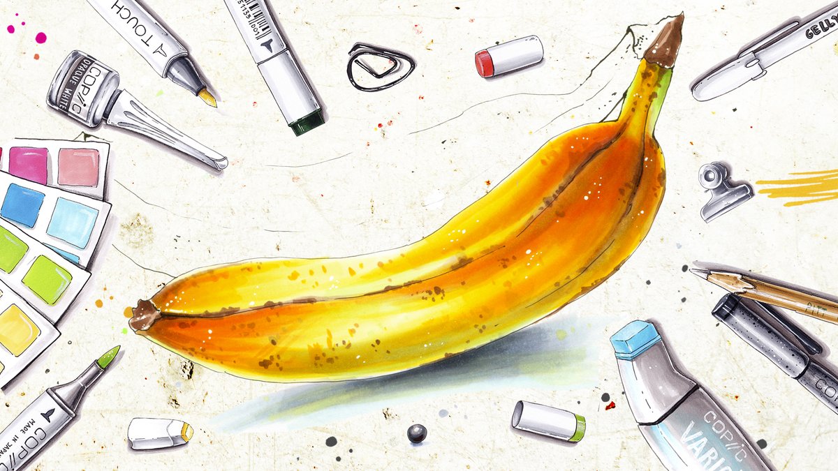 art_is_journey's tweet image. Hey GUYS!! The new marker tutorial, check it out. I need your support, please!#copictutorial #markerArt #CopicMarkerTutorial #artmoots #artistsontwitter  Copic Marker Tutorial for beginners | How to draw a banana with alcohol ... youtu.be/wZlbExaYh4w via @YouTube