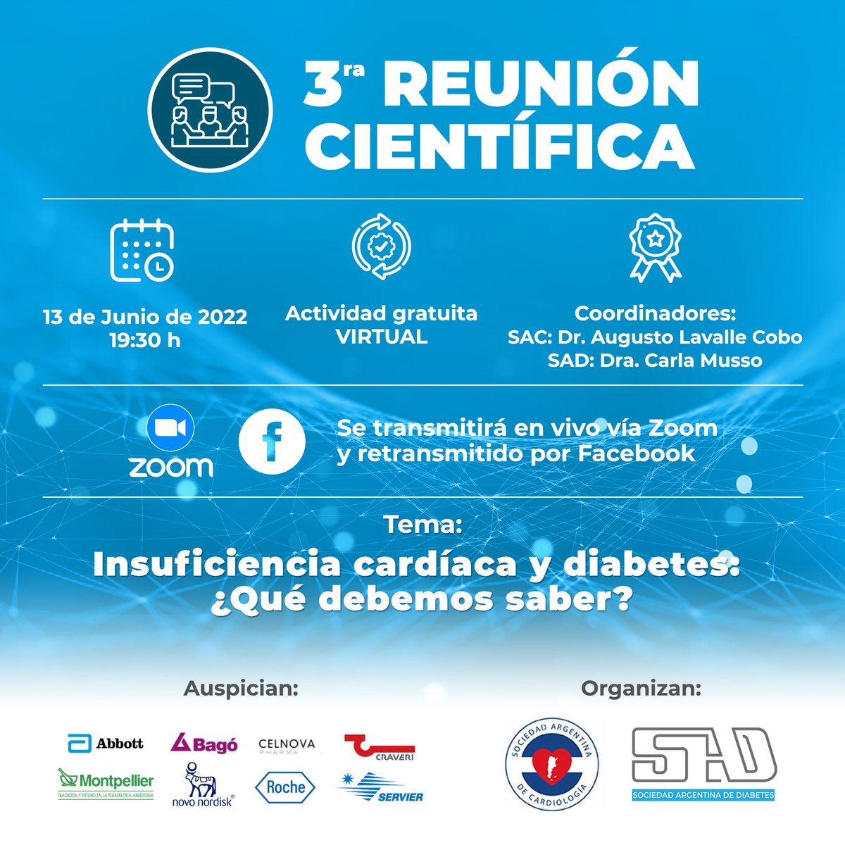 sadediabetes's tweet photo. 👇🏻 Link de inscripción:
📎 https://t.co/BqG2AnhqgP
#3raReuniónCientífica #reunioncientifica #cardiología #cardiologiaclinica #cardiologiaydiabetes #reunioncientifica #saddiabetes #cardiología https://t.co/D7fUB5WBpm