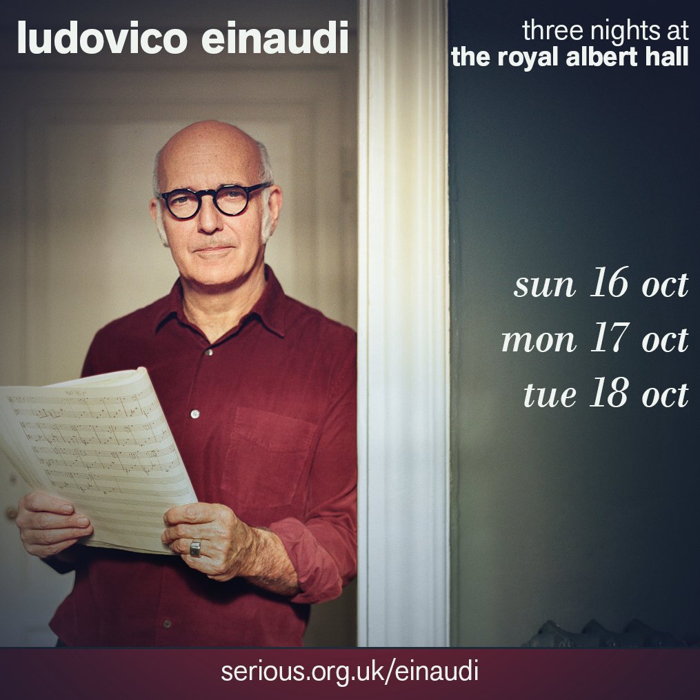 I'll be playing the Royal Albert Hall, three consecutive nights. Sunday 16 / Monday 17 / Tuesday 18 October 2022 at 7.30pm Tickets have just gone on sale at royalalberthall.com/.../2022/ludov… #LudovicoEinaudi #RoyalAlbertHall #Underwater