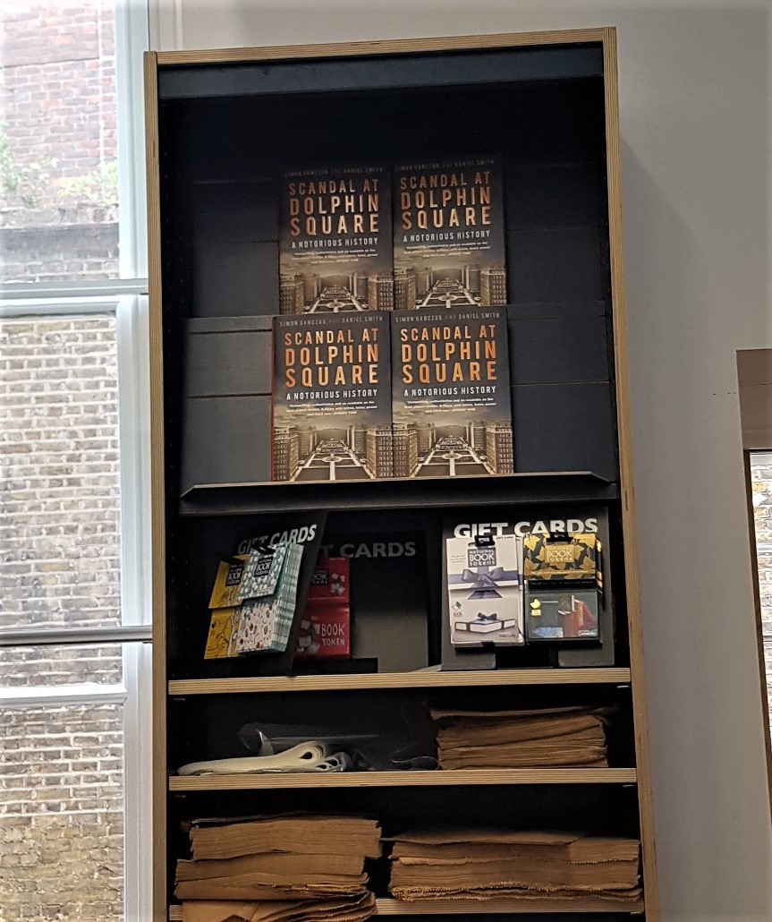 There's #scandal everywhere at @BelgraviaB! In the window, bestsellers bay and at the till😮. Get your copy of 'Scandal at Dolphin Square' by @SimonDanczuk and @DanSmith_Writer next time you're in the area and up for a book browse 📚