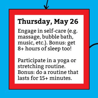 SHAPEAmerica's tweet photo. Complete these recent #MeWeek activities listed below and share on social media using #MeWeek & #PlayAllMay😃
Take some time to celebrate #MeWeek by engaging in self-care or such as yoga/stretching‼️
Info: https://t.co/YuJ3qGgyTV & https://t.co/CEmnBnXML3 https://t.co/yjSlgQ37qu