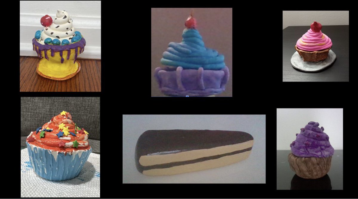 macdougallannie's tweet photo. The virtual 5th graders created these awesome clay sculptures in art class! 💚🎨 @NoviK6Electives @novivirtual @NCSD #noviart https://t.co/4HjcxP8bEM