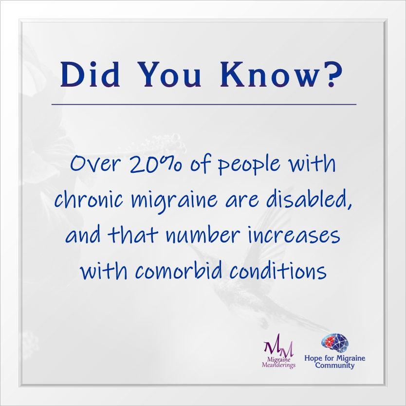 Did you chronic migraine lead to disability? Were you successful in getting disability status?
#hopeformigraine #letstalkmigraine #realvoiceofmigraine #migraine #chronicmigraine #disability #chronicillness