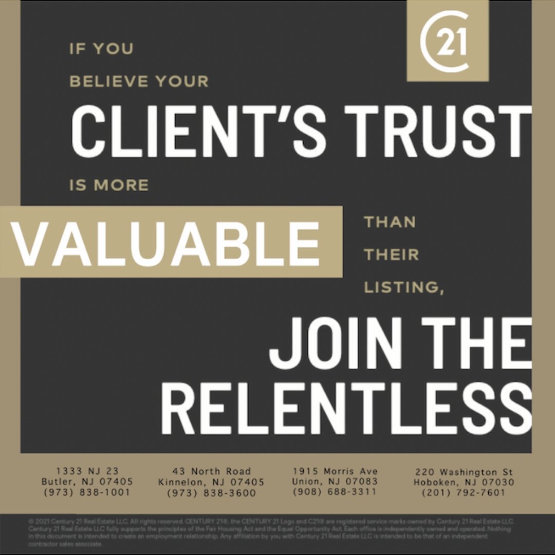 At Century 21 Preferred, we value our clients. If you are looking to further your career and build connections that will last, this is the brokerage for you! Visit us online at C21P.com for more information.