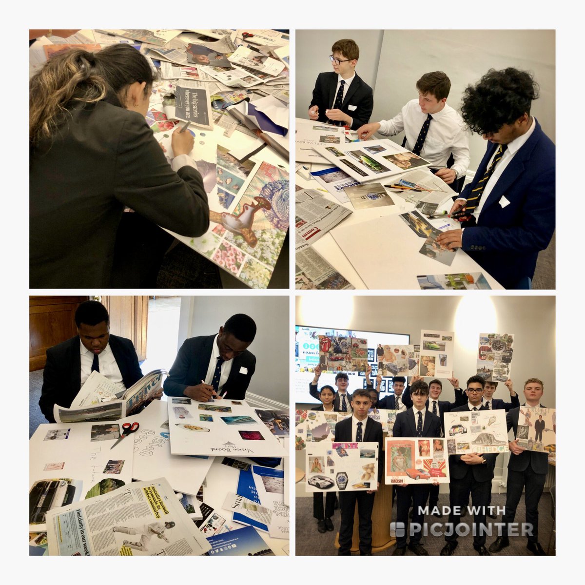 ElthamCareers's tweet photo. Fantastic employability workshop today with @ginavisram and @ElthamSixthForm who spent the afternoon thinking about their future using vision boards. Fun activity that prompted some real reflection and great conversations ✂️ #careerlearning https://t.co/8Y2OqFtM16