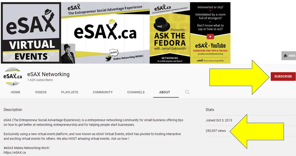 Wow the #eSAX YouTube channel has &gt;250k hits! Check out ~700 videos on #entrepreneurship &amp; #networking for #smallbusiness! youtube.com/c/eSAXNetworki…
#Ottawa #entrepreneur #Youtube #successstory