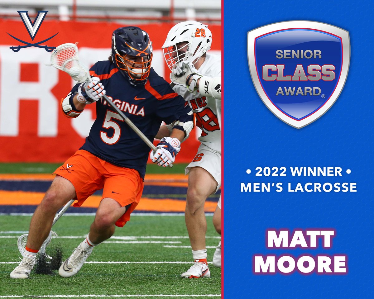 Congratulations to @UVAMensLax player Matt Moore on winning the 2022 Senior CLASS Award for men's lacrosse! seniorclassaward.com