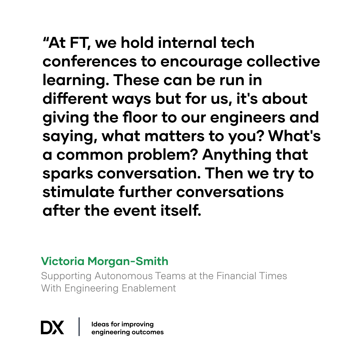 DeveloperXM's tweet image. At The Financial Times, Engineering Enablement isn't just focused on standardizing tooling — they look for ways to encourage best practices and increase developer engagement too.
Hear more from @VictoriaJMS on the latest Engineering Enablement episode: getdx.com/podcast/engine…