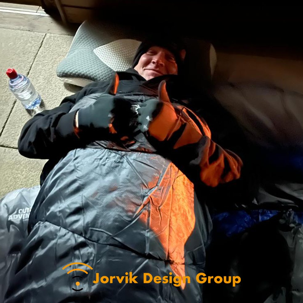 GroupJorvik's tweet photo. This time last week, one of our directors was getting prepared to take part in the CEO Sleepout. Raising £1,011 for the various charities. 
“It really shown how lucky people are having the comforts of a warm bed and a mattress to sleep on” - Ady
#CEOSleepout
#JorvikDesignGroup https://t.co/i29flmKCOX