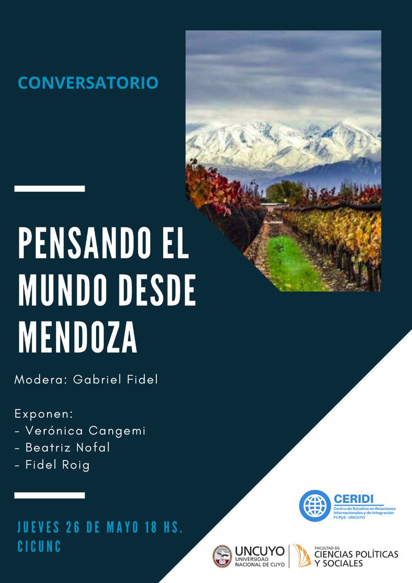 FcpysUNCuyo's tweet photo. 🟠 #AgendaFCPyS
#Hoy a las 18 en el CICUNC
#Conversatorio
✖️ La actividad es presencial pero se podrá seguir a través del Canal de YouTube del @CERIDI1 👇
https://t.co/bSdvjopzJs https://t.co/bqs3XAQnmW