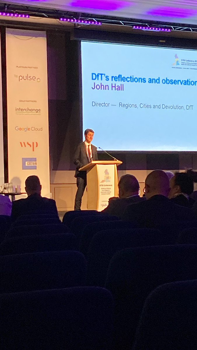 John Hall <a href="/transportgovuk/">Department for Transport</a> sums up important role of STBs. Highlights work of EEH on developing tools for net zero. Applauds STB collaboration and positivity of conference. 
“Transport is the circulation system of the country.”