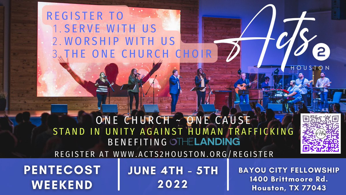 Join us for ACTS 2 HOUSTON 2022, Pentecost Weekend, June 4th-5th. We will gather all the churches and organizations of Houston together as ONE CHURCH for ONE CAUSE - HUMAN TRAFFICKING. Register Today at acts2houston.org/register #humantrafficking <a href="/Acts2H/">Acts2Houston</a> <a href="/TheLanding_HOU/">The Landing</a>