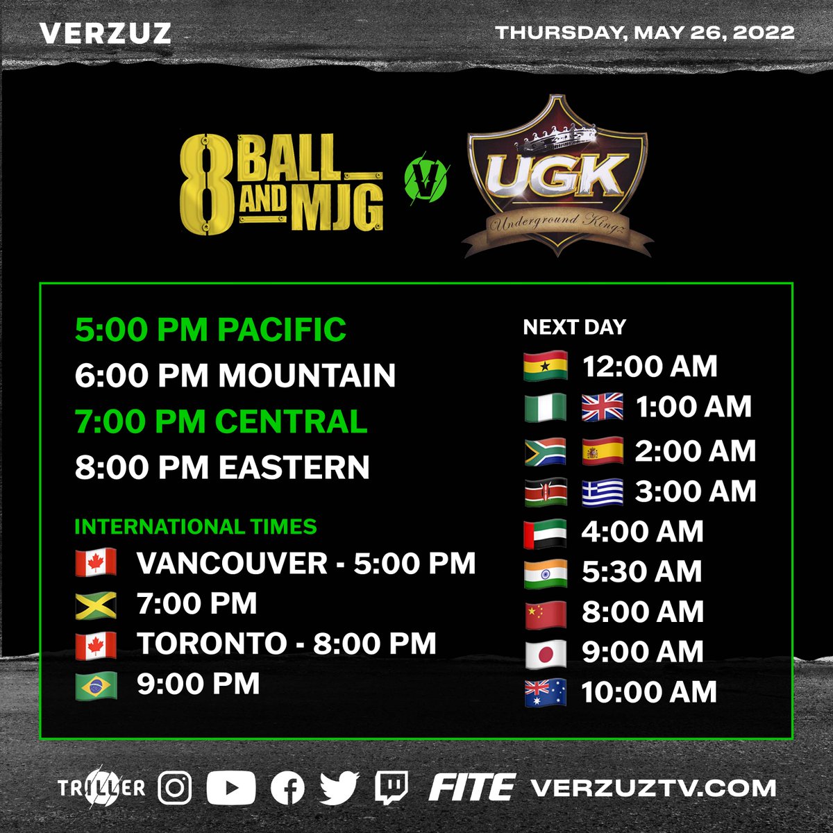 verzuzonline's tweet photo. How/When to watch 8Ball & MJG vz UGK TONIGHT!!
Watch on ALL #VERZUZTV socials.
More info: https://t.co/hViUguBvSL
#VERZUZ https://t.co/5GgS9BihfQ