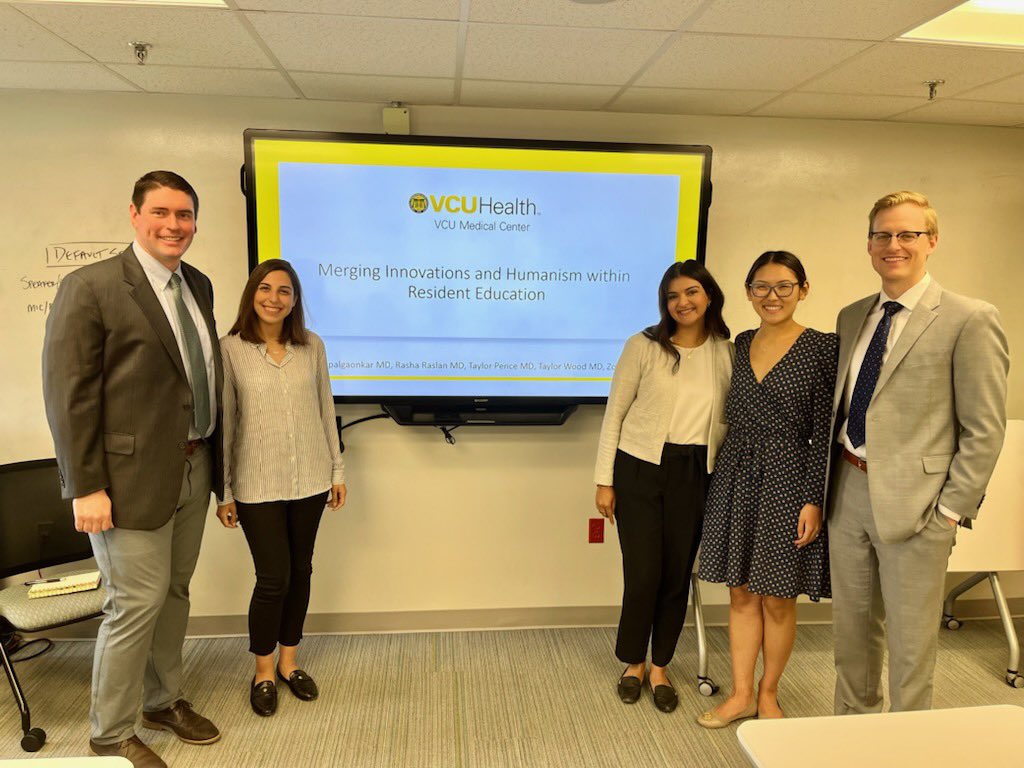 VCU_IMRes's tweet photo. Our graduating chief residents presented IM grand rounds today on “Merging Innovation and Humanism Within Medicine Education”. They will be missed! ❤️ https://t.co/YflEvgjTuP