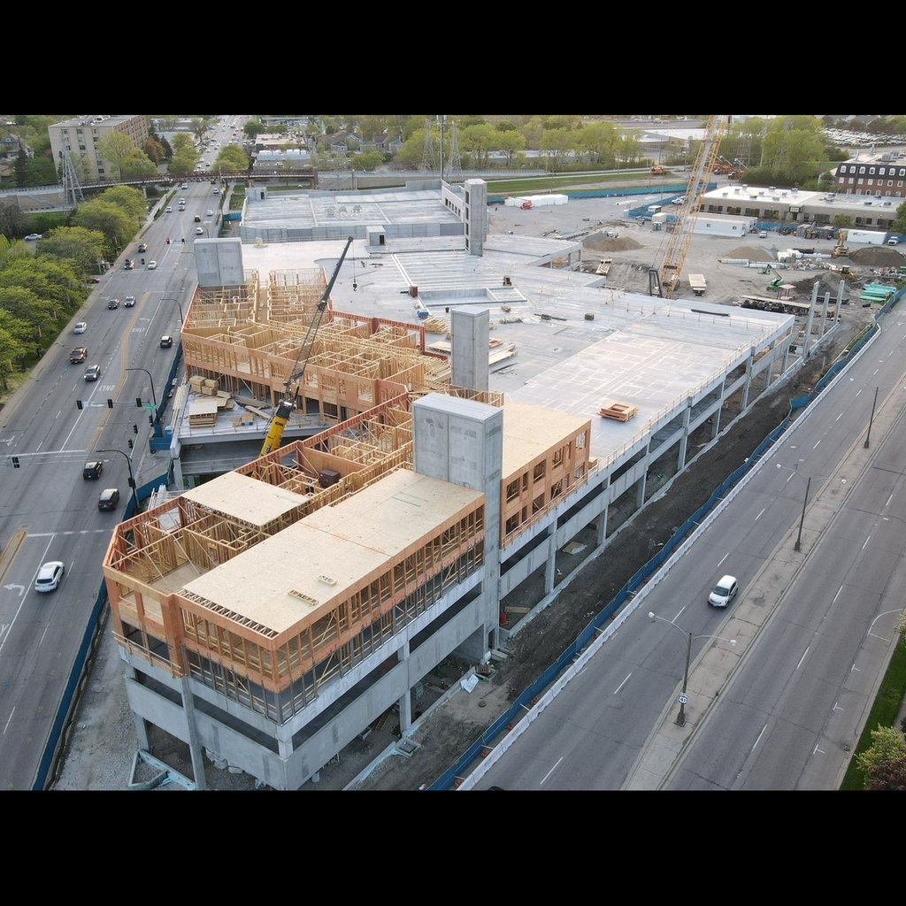 lincolnwoodlib's tweet photo. Today we look forward for our #ThrowbackThursday at the location that previously had the Purple Hotel on West Touhy Ave. Construction on District 1860 is underway and progressing nicely!
#Throwback #ThrowForwardThursday #Lincolnwood #Construction #LocalDevelopment https://t.co/q7T4o1b8yl