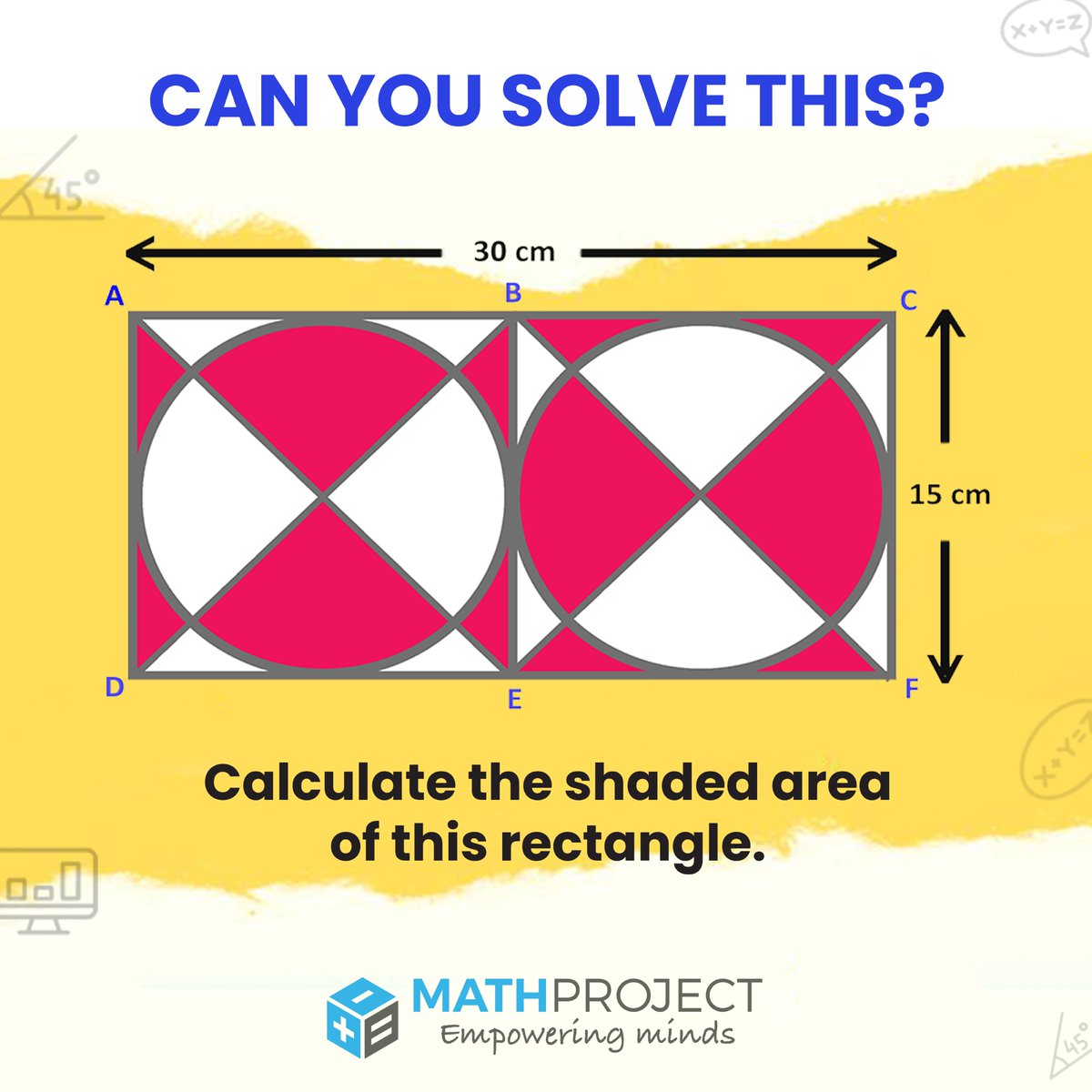 mathproject2010's tweet photo. Tell us your answer in the comments. We will update the answer tomorrow.
Hint: Line BE divides the rectangle into two equal squares.
#mathriddle #math #mathtutor #mathprogram #mathproject #empoweringminds #mathisfun #iteachmath #mathematics #mathproblem #mathteacher #mathstutor https://t.co/YjcEL9fEdB