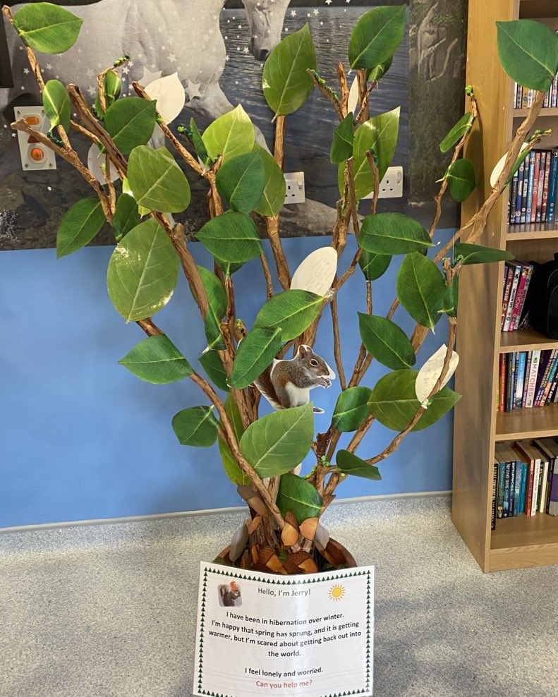 madsdevine's tweet photo. Our #RMCH @MFTnhs general paediatrics own take on the #safewards #dischargetree here at focused support team! We used mental health awareness week to get the ball rolling. Our “words of hope” for Jerry the lonely squirrel. @Safewards @timmcdougall69 @gbrennancafc https://t.co/rr5d0hAAwx