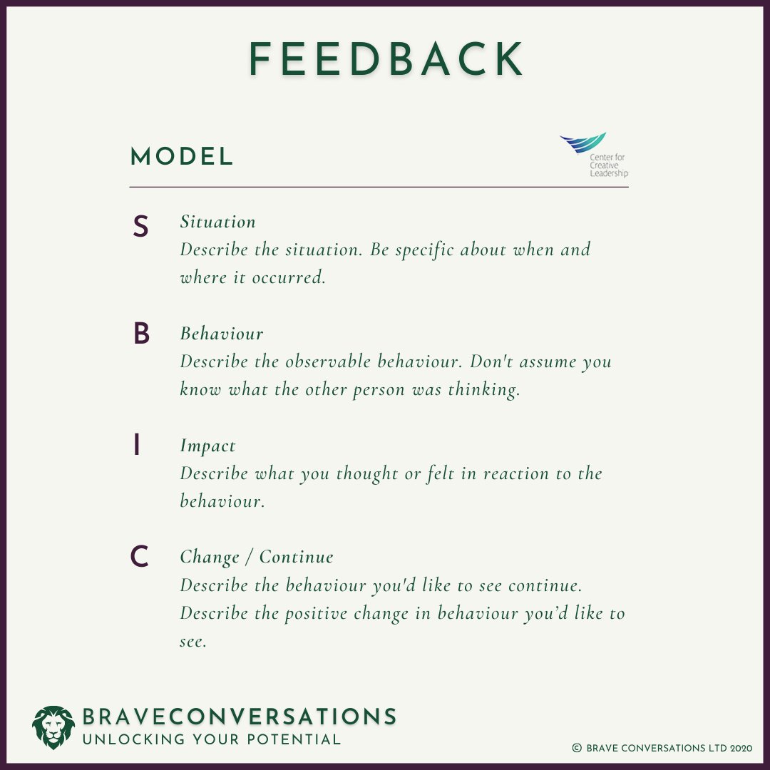 BraveConversat's tweet image. Feedback is incredibly powerful.   Here’s a reminder of one of the best feedback models.  Who would benefit from some feedback from you? #feedback #recognitionandreward