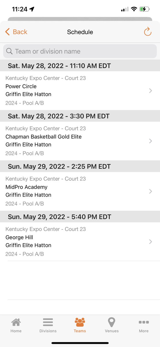 16u <a href="/RiseCircuit/">UA Rise Circuit</a> schedule for the weekend:
Saturday at 11:10 vs @Power_Circle_KY 
Saturday at 3:30 vs <a href="/academy_chapman/">ChapmanBasketballAcademy</a> 
Sunday at 2:25 vs <a href="/MidProAcademy/">Midwest Prospect Academy</a> 
Sunday at 5:40 vs <a href="/G3_All_Indy/">George Hill All Indy</a> 
🔴⚪️⚫️