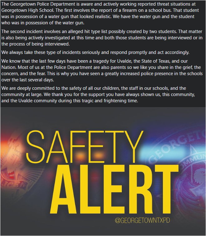 Georgetown TX PD tweet media