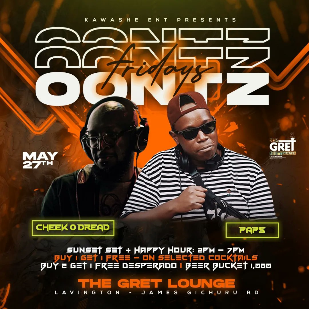 purplearsenalke's tweet photo. FRIDAY: 'Oontz Friday' at the Gret Lounge Lavington w/ @CheekODread & #DjPaps.
#cheekodread #getinvol3d #fortheloveofhousemusic #housemovementke #funtimes #beautifulpeople #purplearsenalke https://t.co/wpV30QlxWR