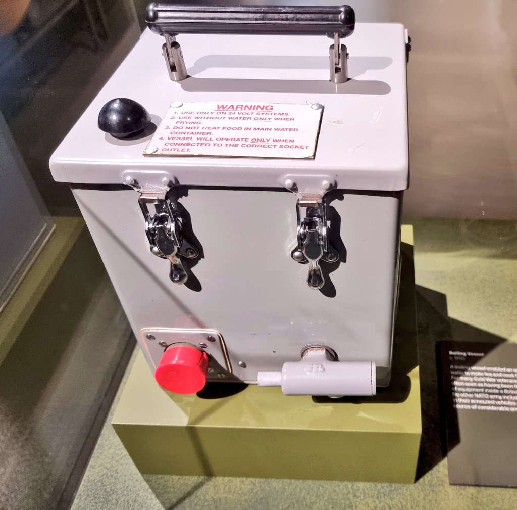 katieculture's tweet photo. My favourite object in the #FoeToFriend exhibition at @NAM_London, about the @BritishArmy in Germany post-1945, is the 1990s 'Boiling Vessel' for use inside tanks. ☕️
"It is often seen as having been the most important piece of equipment inside an armoured vehicle."
Love it. https://t.co/SZ2Ar6i6T4