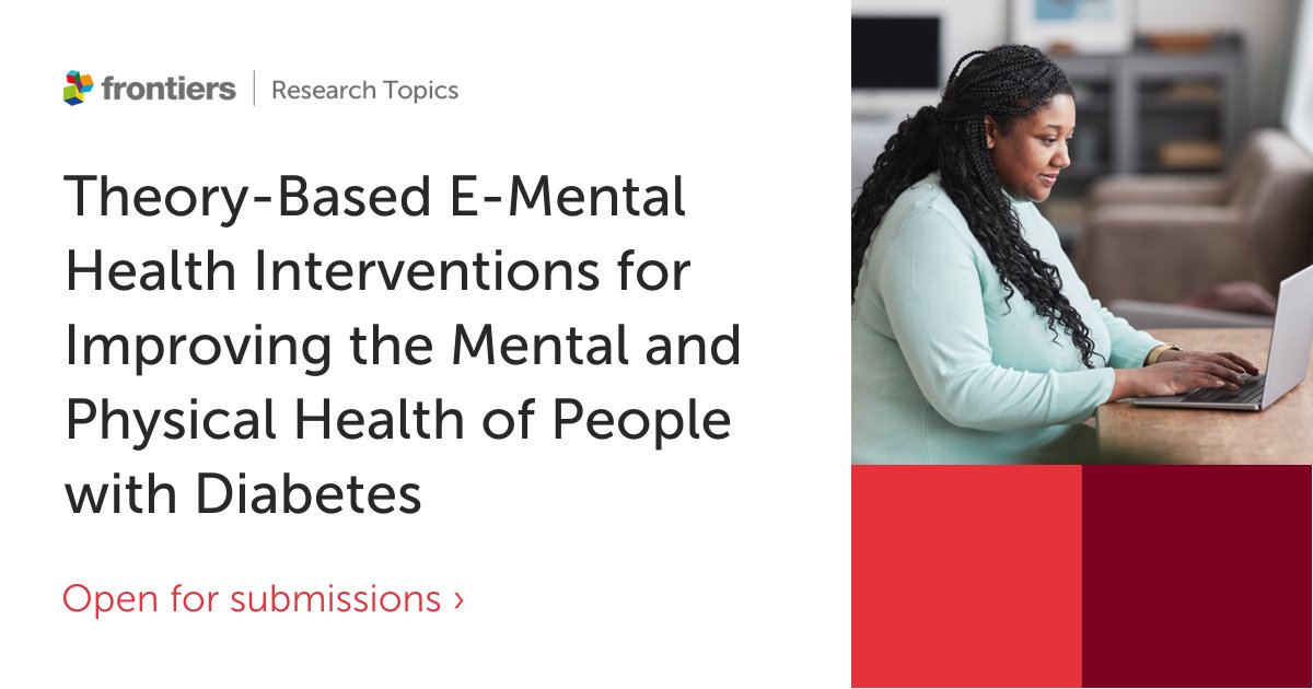 ⏳Don't miss out! 
Submit to our new Research Topic on Theory-Based E-Mental Health Interventions for Improving the Mental and Physical Health of People with Diabetes

👉fro.ntiers.in/pswp

Share insights with Topic Editors Giulia Bassi, Maartje De Wit &amp; Giulia Landi