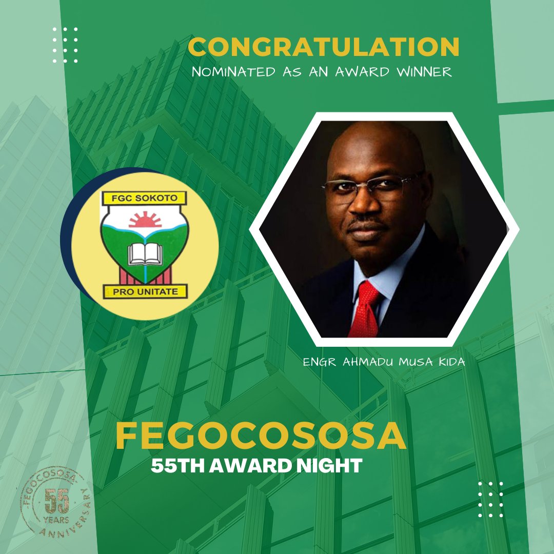 Nominated as an Award winner at the 55th anniversary of federal
Government college sokoto. 
.
.

Eng Ahmadu Musa Kida
Date 25th June 2022
………

#Awards
#Kida
#Congratulations
