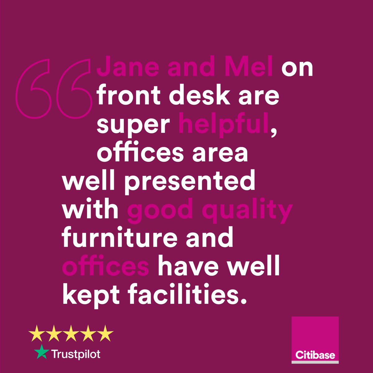 Our team continue to receive 5* reviews!

Find a workspace near you today>>buff.ly/3AokKaX

#futureofwork #flexibleworking #citibase