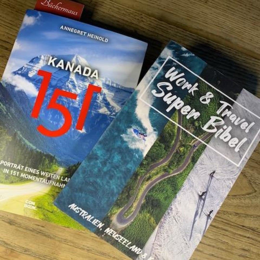 📙 BÜCHER: LESE GERADE FOLGENDE ...

KANADA 151
151 Einblicke auf Kanada. Macht Spaß, denn man reist vom Sofa aus durch Kanada mit Bild und Text. 

WORK &amp; TRAVEL BIBEL
der aktuelle Ratgeber von zwei Work &amp; Travel Freaks. Viel Info, Ratschläge, Meinungen 👍