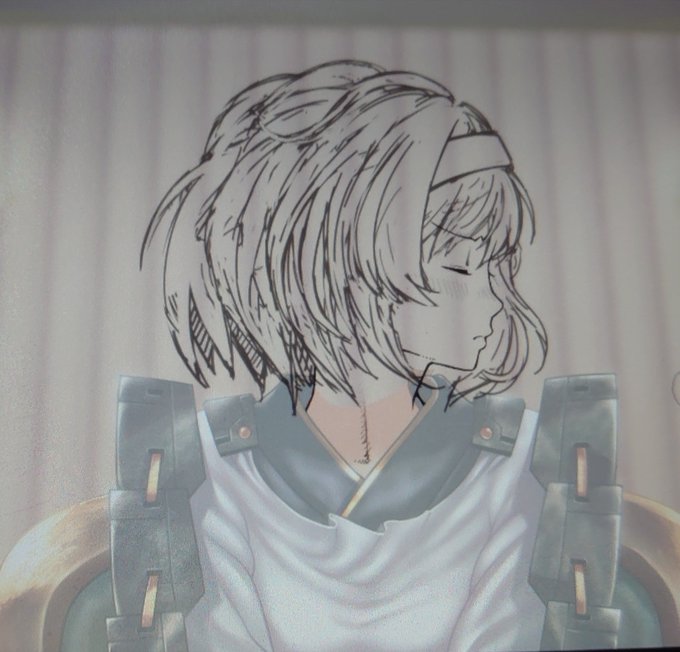 @Konoha_to_yomu 申し訳無い(  ⌯᷄︎ὢ⌯᷅︎  )!
隊長くんが突然消えた事にスネてる差分までで止まってるんです… 