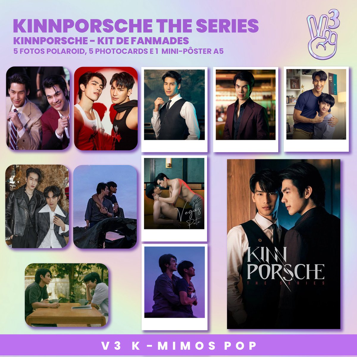 V3_KMimos's tweet photo. Kit de Fanmades da série #KinnPorscheTheseries 

O Kit de Fanmades contém: 

- 5 Fotos polaroid 9x7cm
- 5 Photocards 9x7cm
- 1 pôster A5 (21x14,8cm)
- Brinde Surpresa 

🔗:https://t.co/Lf1EIc633V https://t.co/e4BLys7V9Y