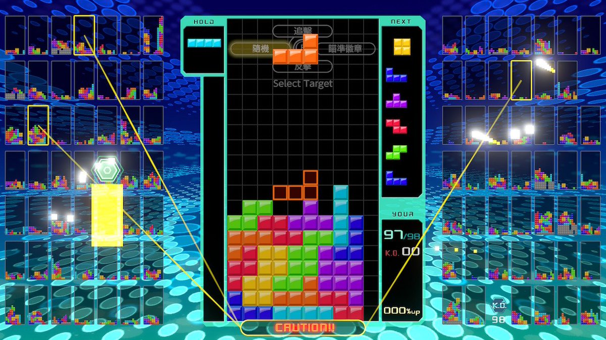 BB_the_cat's tweet photo. 一起battle! Switch家庭帳號裡的免費小遊戲有Tetris，99人同時瘋狂對戰，玩到睡覺都有好多方塊的幻覺🤣 https://t.co/R658eX6pcU
