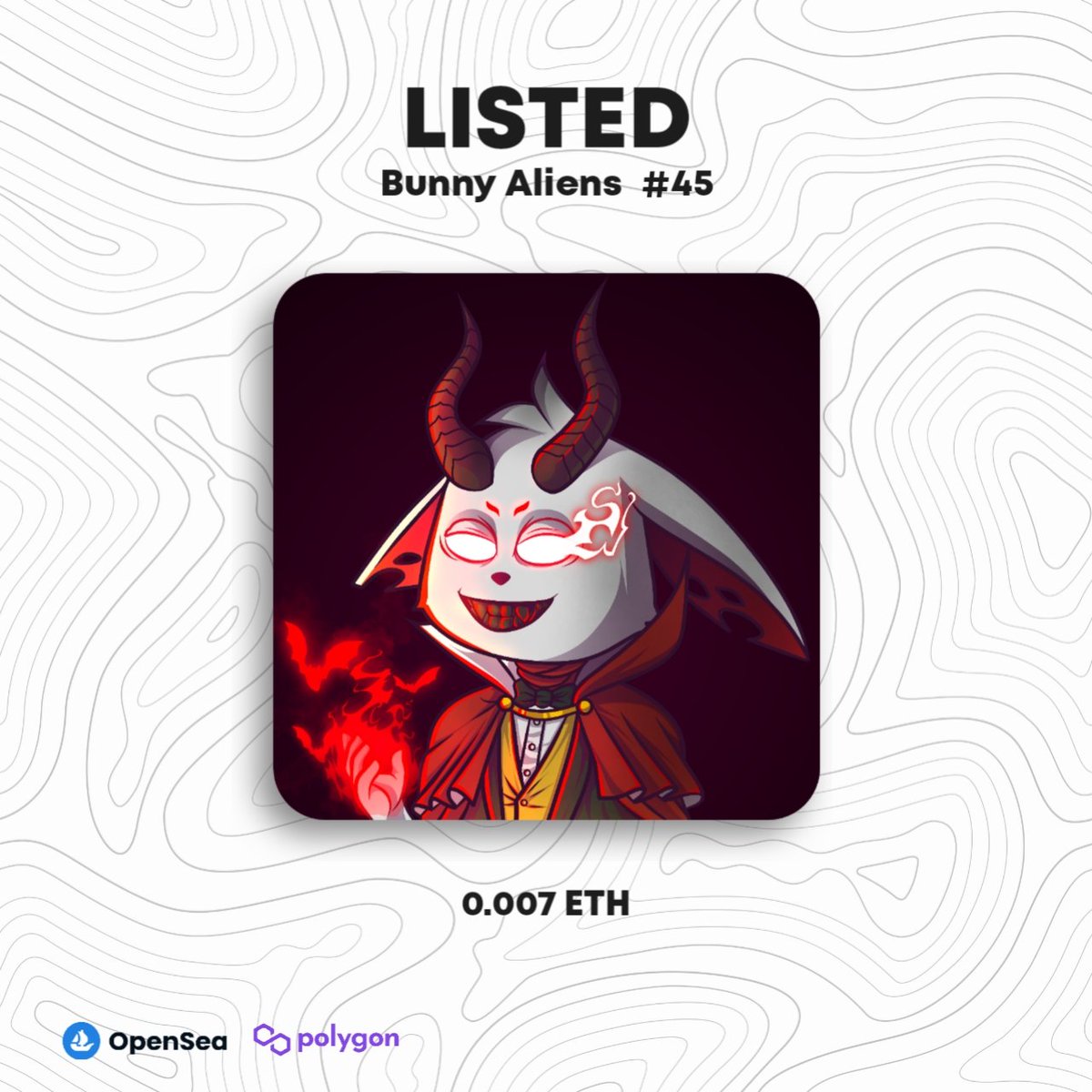 Bunny Aliens #45 Launch on Opensea, a member of PafururuNFT.

Bunny Aliens 
🔥 Polygon block chain - no gas fee
💫 Price : 0.007 Eth
💎 Rarity : Uncommon
Get it now at opensea⚡⚡
 opensea.io/collection/paf…

#NFT #NFTS #NFTJAPAN #NFT宣伝枠 #NFT買います  #nftcollector #NFTdrop