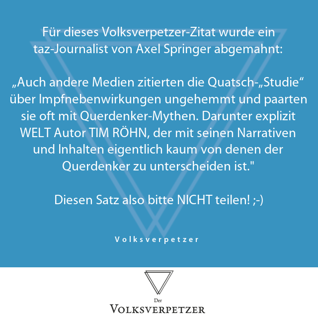 Das bitte NICHT teilen, das wollen die lieben Leute von "WELT" nicht

Geht darum: volksverpetzer.de/schwer-verpetz…

Falls ihr dem kleinen, unabhängigen, gemeinnützigem #Volksverpetzer fürs Aufklären der Desinformation des großes Verlags nen Kaffee spendieren wollt: volksverpetzer.de/spenden/?utm_s…