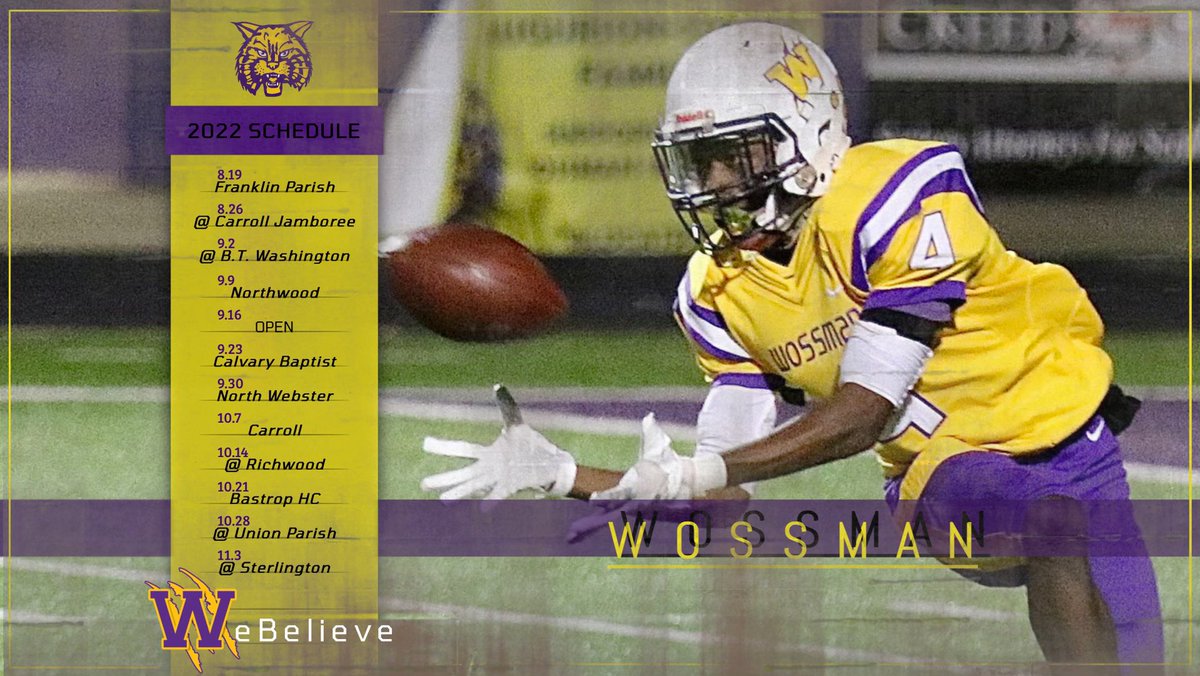 DBDeveloper_11's tweet photo. 2022 Wossman Wildcats 
🟣 Football Schedule 🟡

#1600ArizonaAveVsLA #WeBelieve
#DatDub #WhyNotWossman https://t.co/SvWA5FKjHG