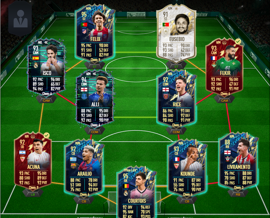 nevsinhovlr's tweet photo. Un avis ? la 2ieme photo c ingame (j'ai suarez tots que je peux mettre a la place de eusebio mais j'ai me pas suarez in game) @FutixxAR #fifa22 #teamfifa https://t.co/KhN0O1wY7x
