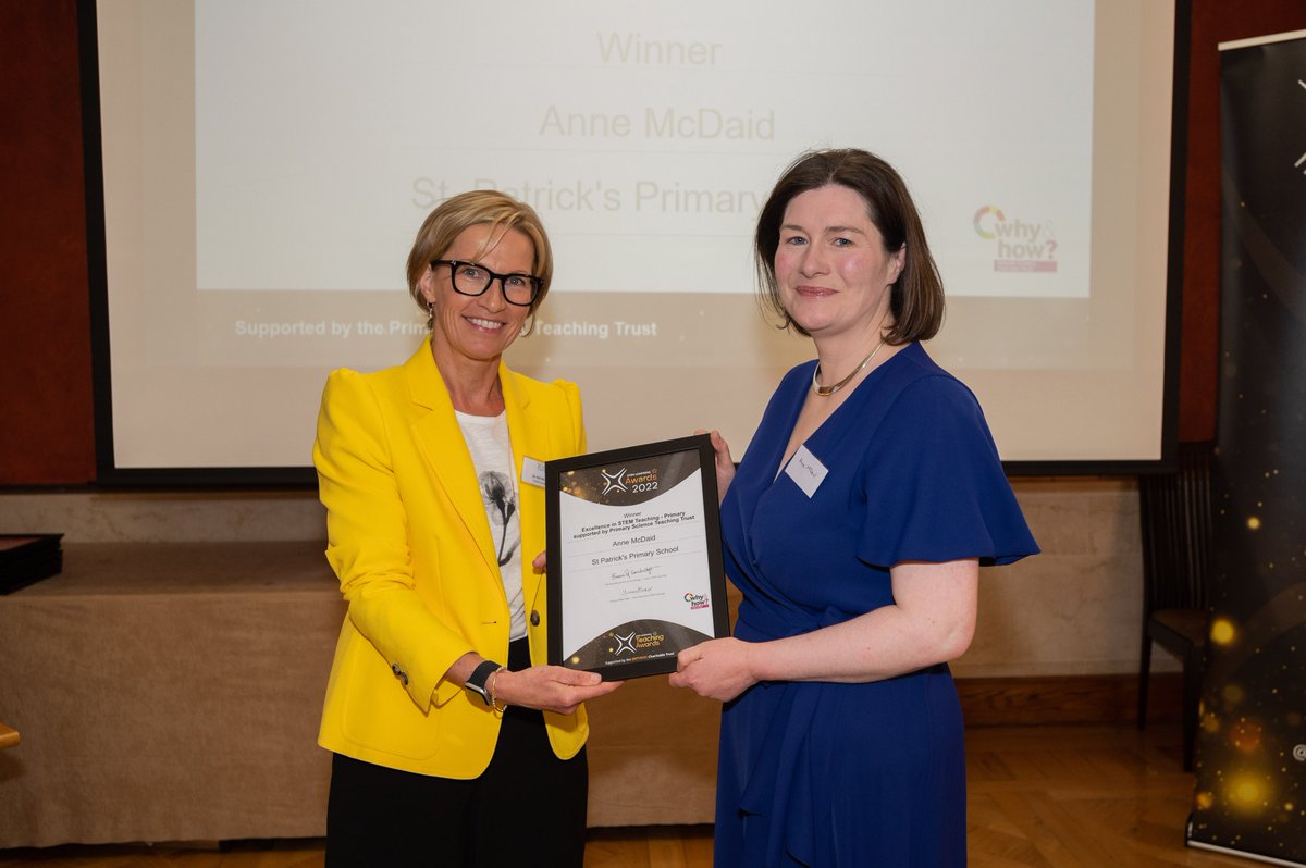 STEMHubNI's tweet photo. Well done to our 'Excellence in STEM Teaching' -Primary Winner Anne McDaid from #stpatricksprimary, Glenariff and Highly Commended in the same category, Hannah Farrell from @BallycraigyPS ๐คฉ๐Well done Ladies!! https://t.co/rpye5myRbb