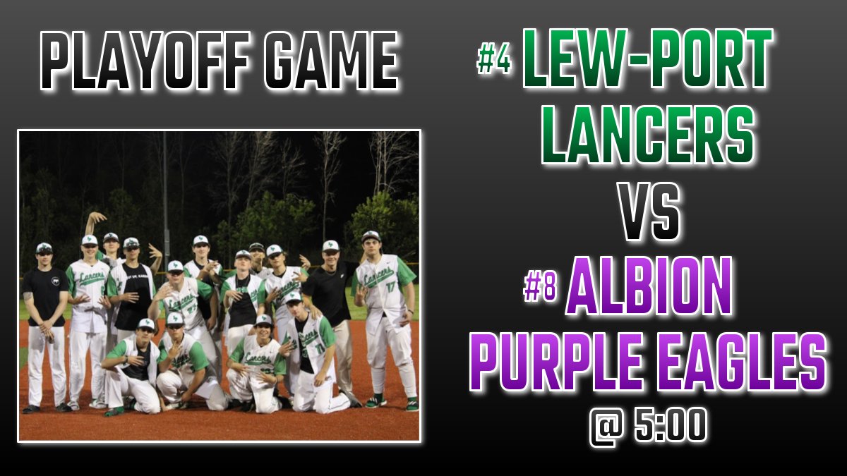 Lew-Port Green Machine ⚔️ (@lp_greenmachine) on Twitter photo 🚨PLAYOFF GAME🚨 COME OUT AND SUPPORT OUR BASEBALL TEAM IN THEIR PLAYOFF GAME AGAINST ALBION!!!⚔️💚⚾️
📍Lew-Port Baseball Diamonds
🕰️ 5:00
🆚 Albion
#GoGreen <a href="/LewPortLancers/">Lew-Port Athletics</a> 🚨PLAYOFF GAME🚨 COME OUT AND SUPPORT OUR BASEBALL TEAM IN THEIR PLAYOFF GAME AGAINST ALBION!!!⚔️💚⚾️
📍Lew-Port Baseball Diamonds
🕰️ 5:00
🆚 Albion
#GoGreen <a href="/LewPortLancers/">Lew-Port Athletics</a>