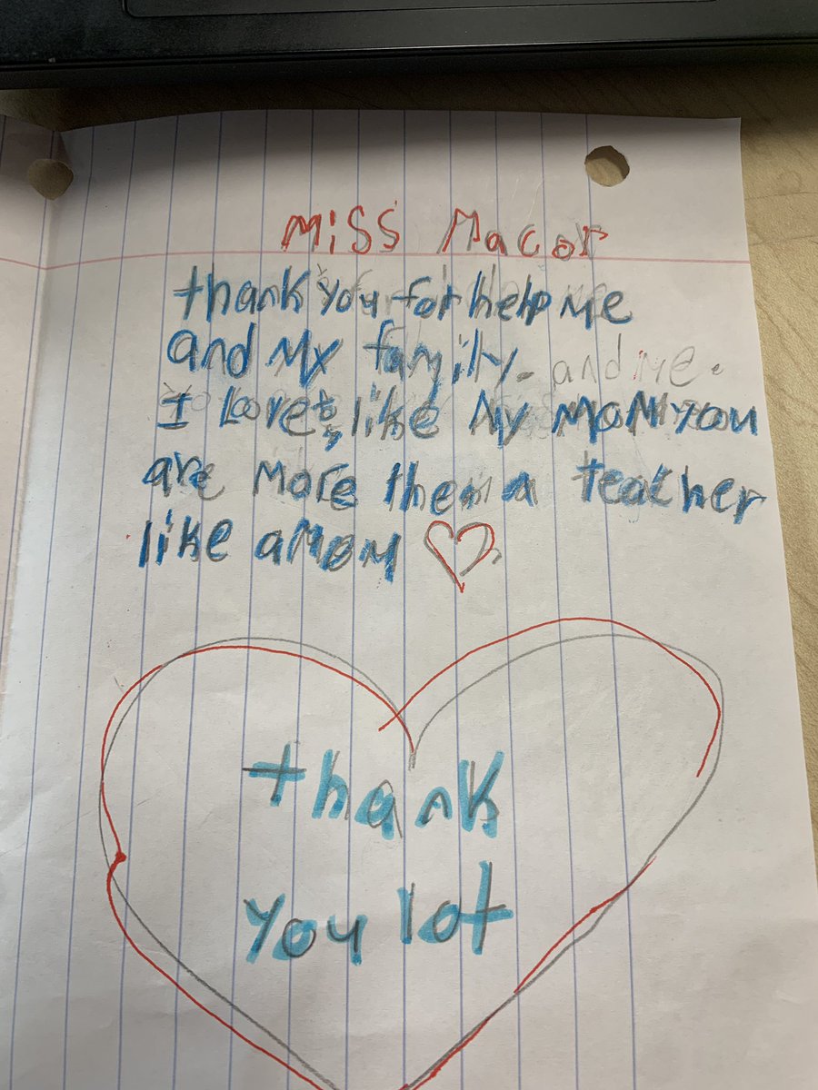 Tired. Ready for summer/mental break. I know we’re all feeling it…but this. This is why every day as much as I want to stay in bed I get up. From a student not even in my class/grade but one that just needed a little extra love this year. She doesn’t know but I needed it too.❤️