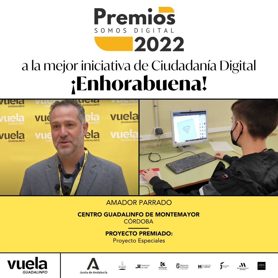 RedGuadalinfo: Carcasas impresas en #3D de colores y personalizadas para los niños hospitalizados: #Vidadigital y emoción en Amador Parrado de #VuelaGuadalinfo @ginfomontemayor  al  recoger el premio ¡¡Enhorabuena!! 😍👏🏻