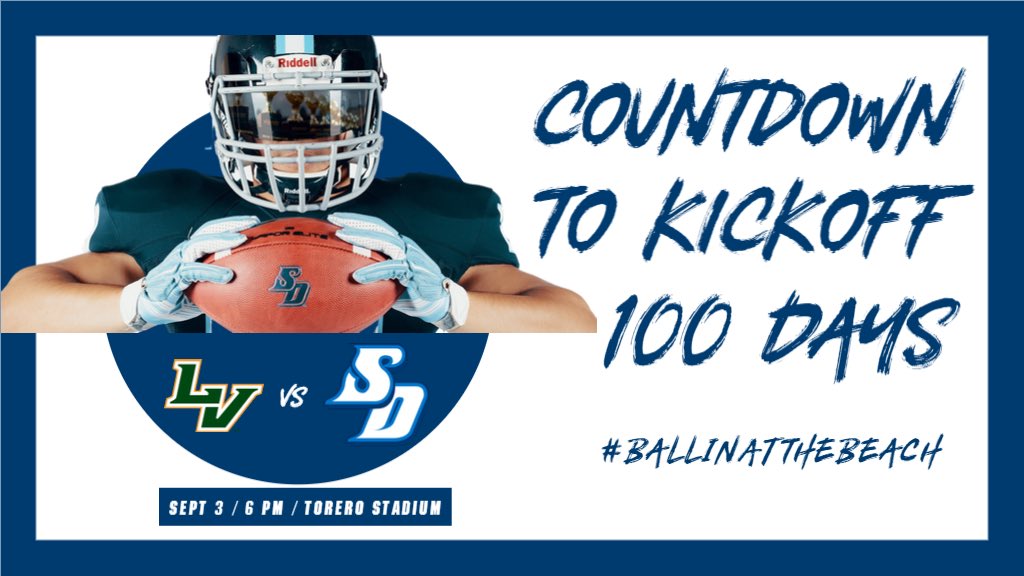 It’s about that time. Mark those 🗓 1️⃣0️⃣0️⃣ days until <a href="/USDFootball/">San Diego Football</a> is back in Torero Stadium

bit.ly/3Gie9m2

#BallinAtTheBeach